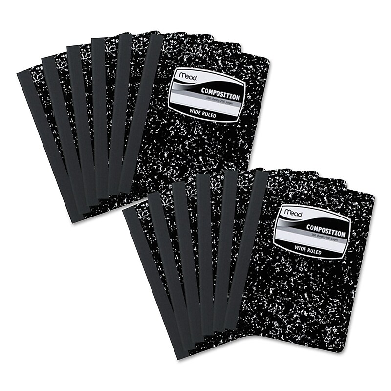 Mead Composition Notebooks, 9.75" x 7.5", Wide Ruled, 100 Sheets, White, 12/Pack (MEA72936) image 1
