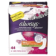 Always® Discreet Sensitive Bladder Protection Liners, Very Light, X-Long,44/Pack