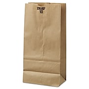 General #10 Paper Grocery Bag, 35lb Kraft, Standard 6 5/16 X 4 3/16 X 13 3/8, 500 Bags