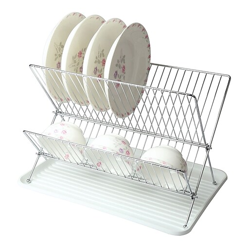 Mega Chef Wire Dish Rack with Tray, White (92596415M) at Staples