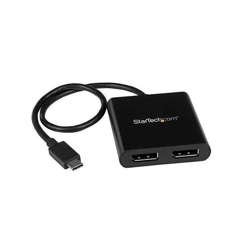 StarTech.com® MSTCDP122DP USB-C to DisplayPort Male/Female Multi-Monitor Splitter, Black image 1