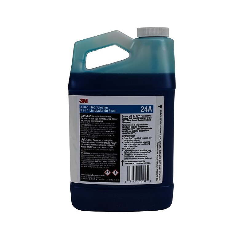 3M 3-in-1 Floor Cleaner Concentrate 24A, 0.5 Gallon, 4/Carton (24A) image 1