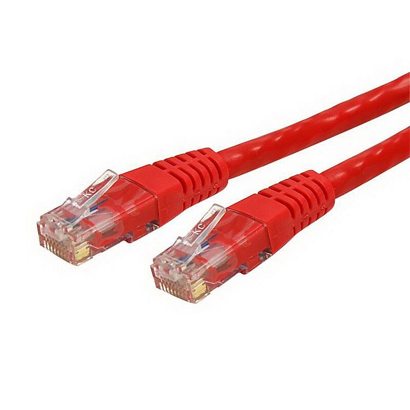 StarTech.com 2' Red RJ-45 to RJ-45 Male/Male Cat6 UTP Molded Patch Cable image 1