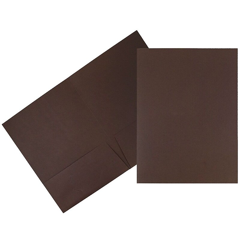 JAM Paper Linen 2-Pocket Presentation Folder, Chocolate Brown, 100/Carton (386LBRB) image 1
