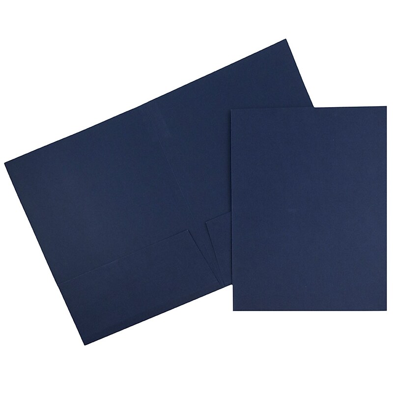 JAM Paper 2-Pocket Textured Linen Business Folders, Navy Blue, 50/Box (386LNAC) image 1