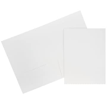 JAM Paper® Two-Pocket Textured Linen Business Folders, White, 6/Pack (95448D)