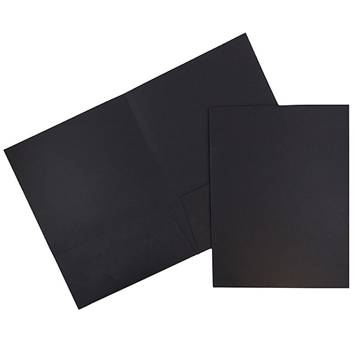JAM Paper® Two Pocket Presentation Folders, Black Linen, 100/pack