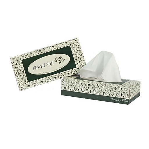 Floral Soft Facial Tissue, 2ply, 100 Tissues/Box, 30 Boxes/Pack (F100) Staples