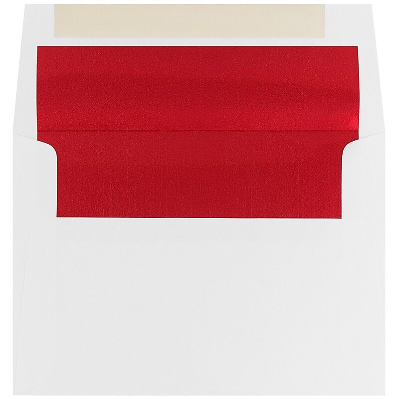 JAM Paper A7 Foil Lined Invitation Envelopes, 5.25 x 7.25, White with Red Foil, 50/Pack (83065I) image 1