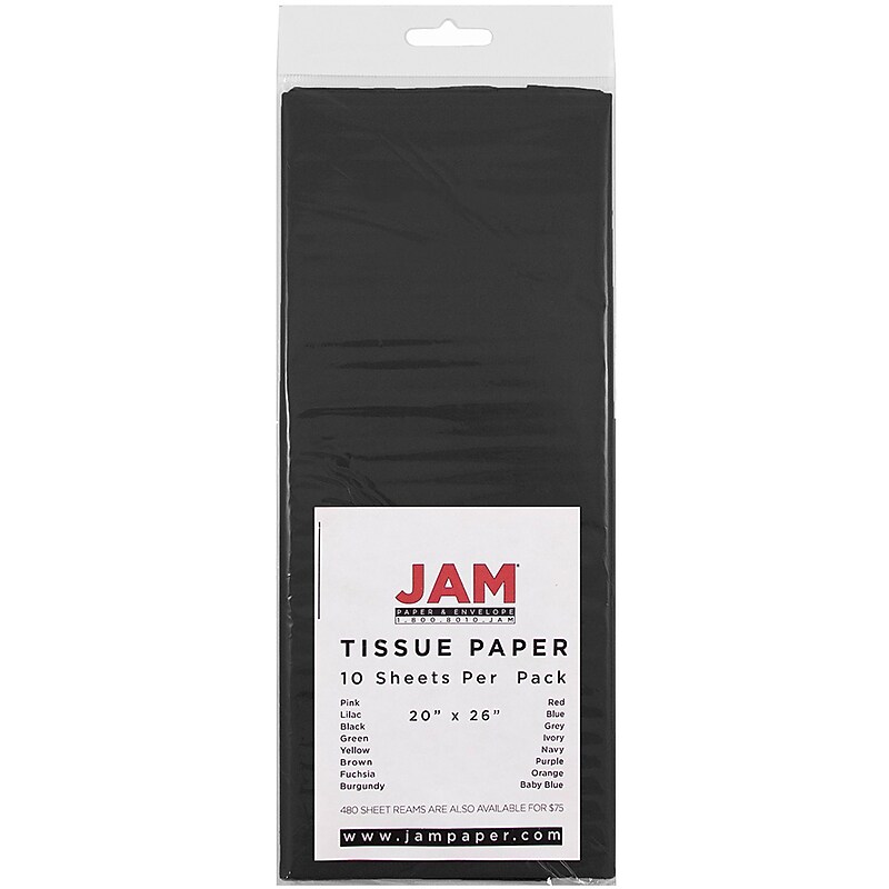 JAM Paper 20" x 26" Tissue Paper, Black, 10 Sheets/Pack (1152348) image 1