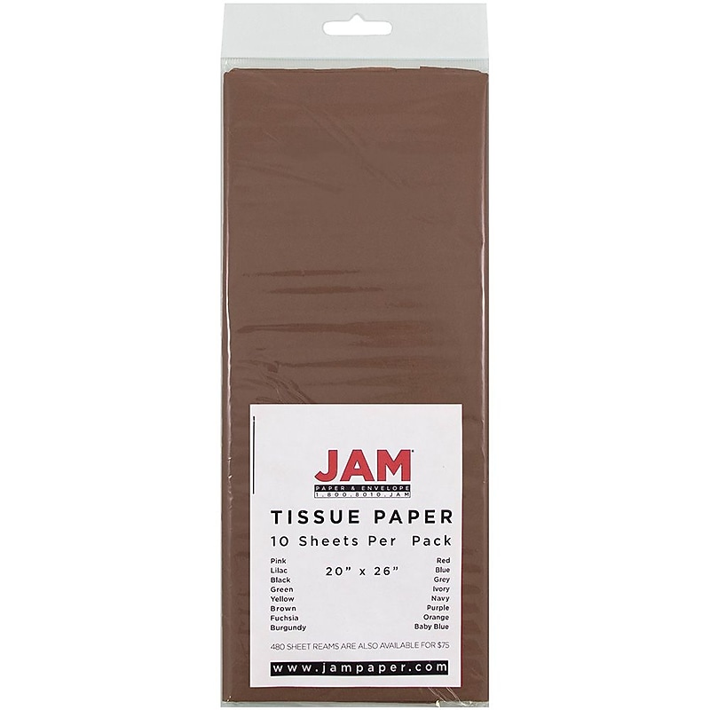 JAM Paper 20" x 26" Tissue Paper, Brown, 10 Sheets/Pack (1152349) image 1