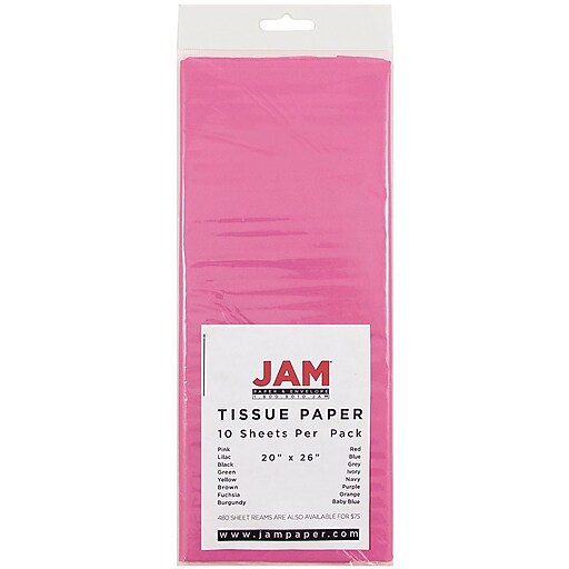 JAM Paper® Gift Tissue Paper, Fuchsia Pink, 10 Sheets/Pack (1152351) Staples