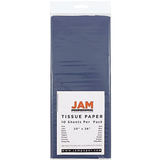  JAM PAPER Tissue Paper - Navy Blue - 10 Sheets/Pack