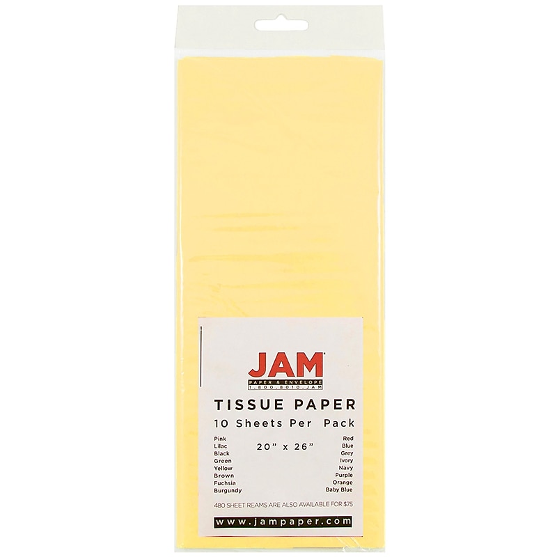 JAM Paper 20" x 26" Tissue Paper, Yellow, 10 Sheets/Pack (1152359) image 1