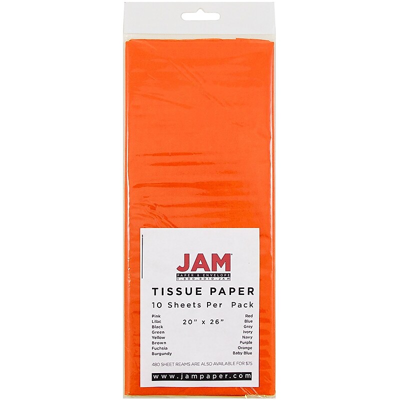 JAM Paper 20" x 26" Tissue Paper, Orange, 10 Sheets/Pack (1152361) image 1