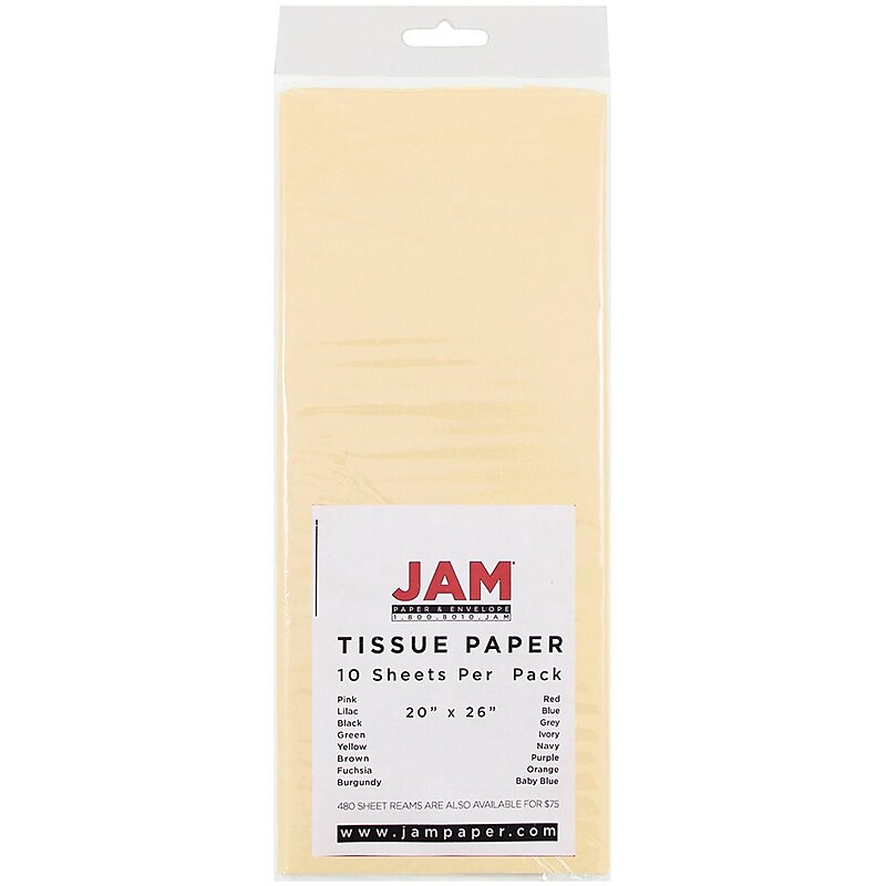 JAM Paper 20" x 26" Tissue Paper, Ivory, 10 Sheets/Pack (1155677) image 1