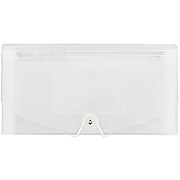 JAM Paper Expanding Wallet, Flap and Cord Closure, 5" x 10 1/2", Clear (2163595)