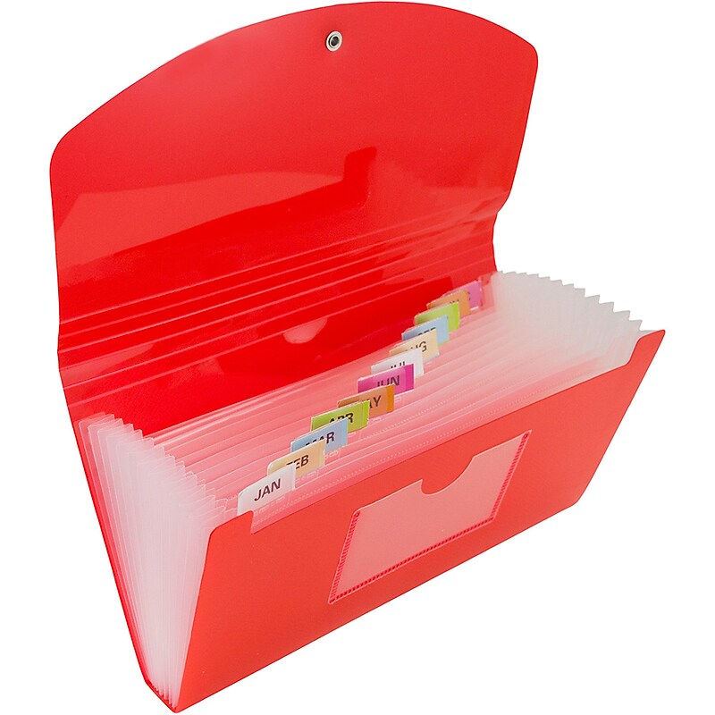 Jam Paper Plastic File Pocket, Check Size, Red (2167012) image 1
