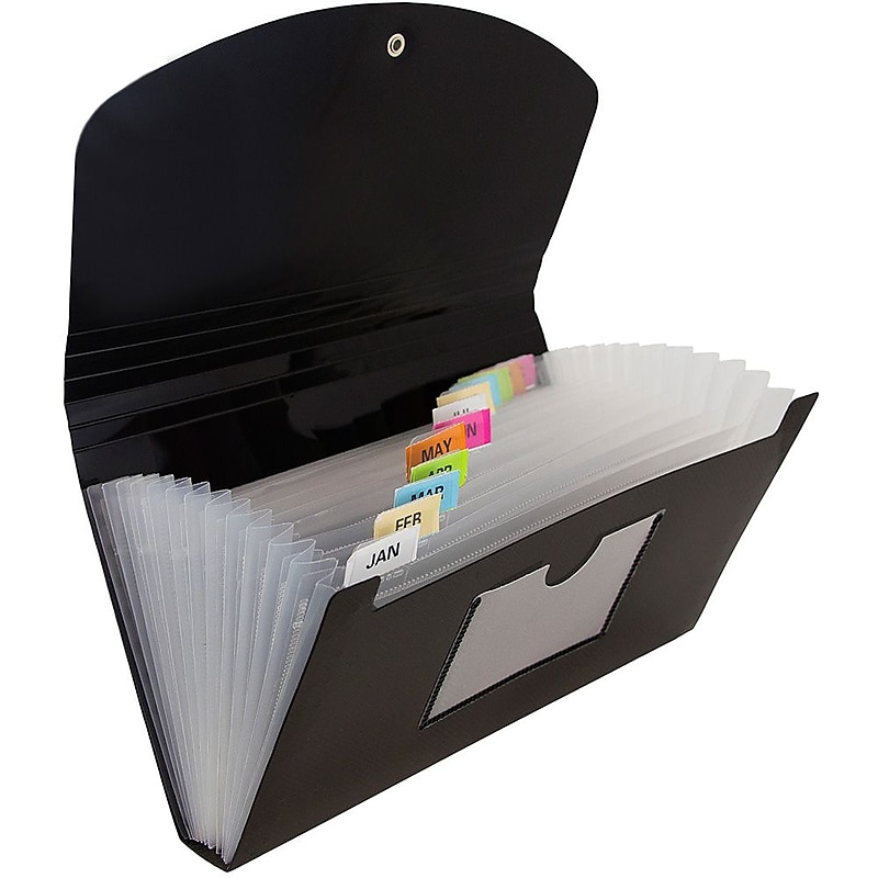 Jam Paper Plastic File Pocket, Check Size, Black (2167013) image 1