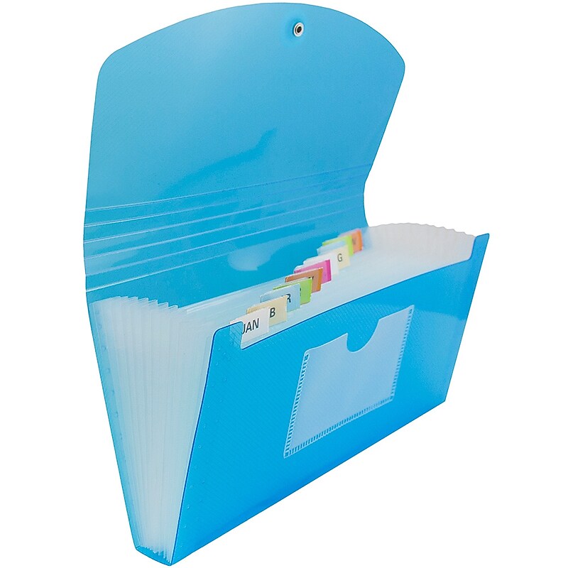 Jam Paper Plastic File Pocket, Check Size, Blue (221618980) image 1
