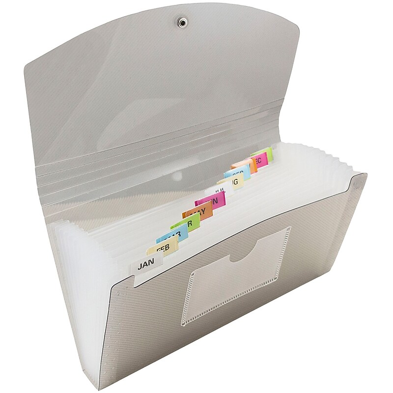 Jam Paper Plastic File Pocket, Check Size, Smoke Gray (221618981) image 1