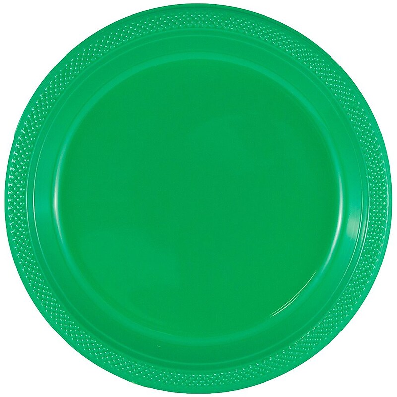 JAM Paper 9" Plastic Plates, Green, 20/Pack (255328197) image 1