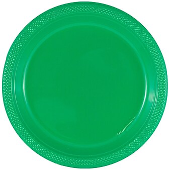 JAM Paper® Round Plastic Disposable Party Plates, Medium, 9 Inch, Green, 20/Pack (255328197)