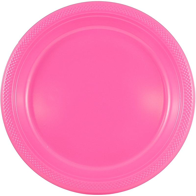 JAM Paper 9" Plastic Plates, Fuchsia Pink, 20/Pack (9255320681) image 1