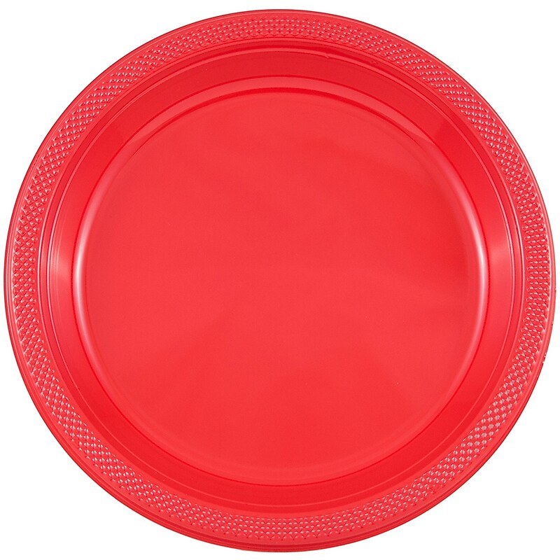 JAM Paper 9" Plastic Plates, Red, 20/Pack (9255320667) image 1