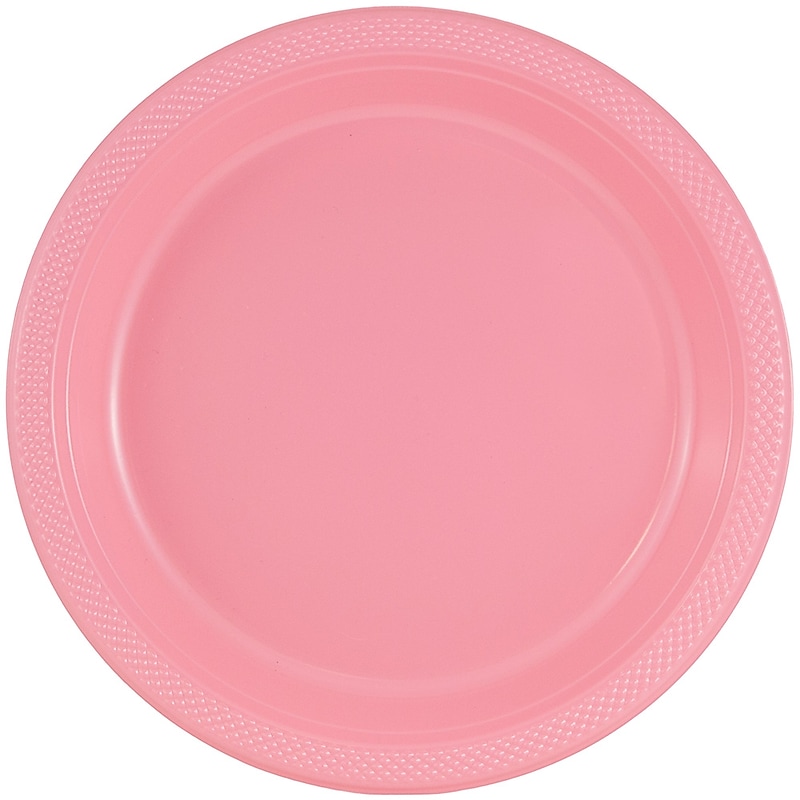 JAM Paper 9" Plastic Plates, Baby Pink, 20/Pack (9255320671) image 1