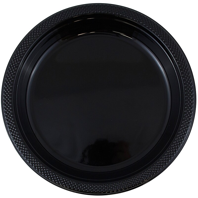JAM Paper 9" Plastic Plates, Black, 20/Pack (9255320673) image 1