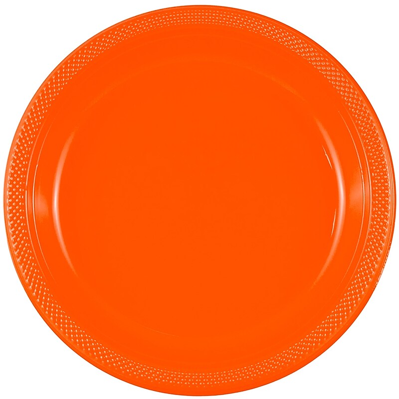 JAM Paper 9" Plastic Plates, Orange, 20/Pack (9255320687) image 1