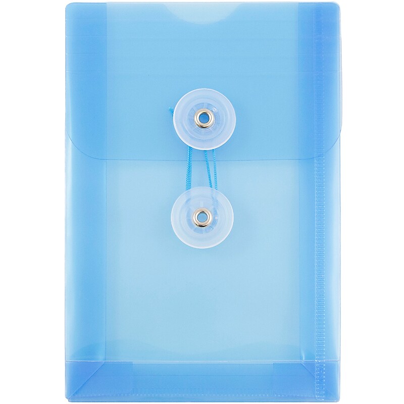 JAM Paper Plastic Filing Envelope with Button & String Closure, Blue, 12/Pack (473B1BU) image 1