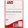 JAM Paper Plastic Filing Envelope with Button & String Closure, Red, 12/Pack (473B1RE)~#|#~m005223758_sc7