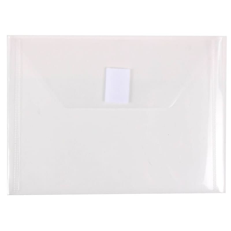 JAM Paper® Plastic Envelopes with Hook & Loop Closure, Index Booklet, 5.5 x 7.5, Clear, 12/Pack (920V0CL) image 1