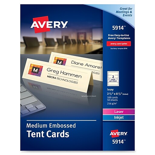 Shop Staples for Avery Tent Card, 2.50" x 8.50", Embossed, 100/Pack, Ivory