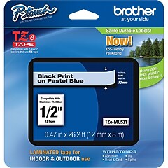 Brother P-touch TZe-MQ531 Laminated Label Maker Tape, 1/2