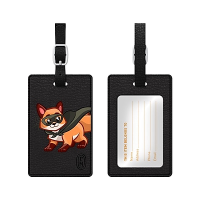 OTM Black Leather Bag Tag, Junior Caped