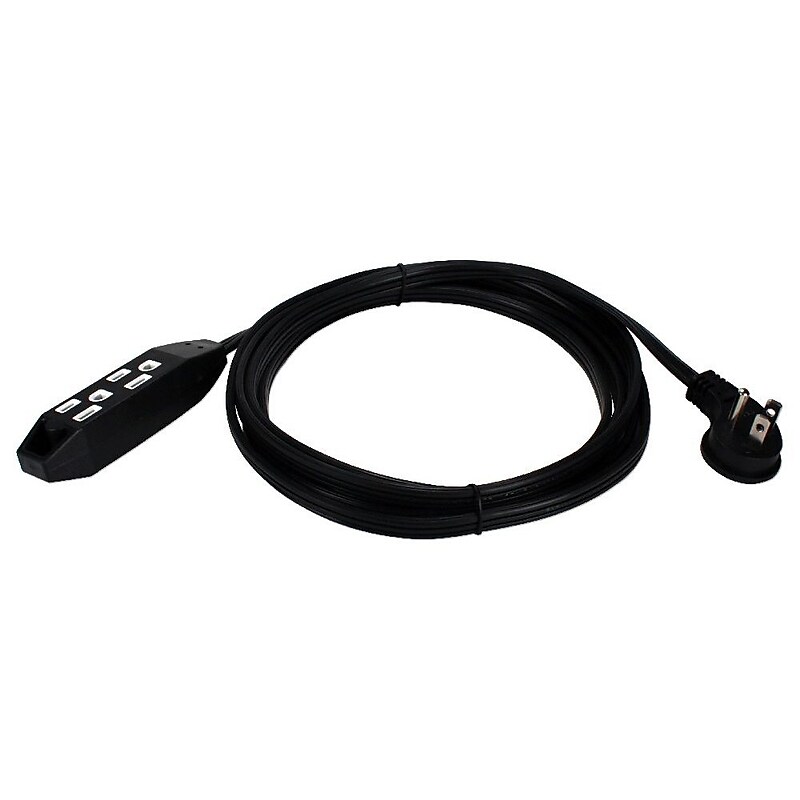QVS 10' Extension Cord, 3-Outlet, 16 AWG, Black (PC3RX-10) image 1