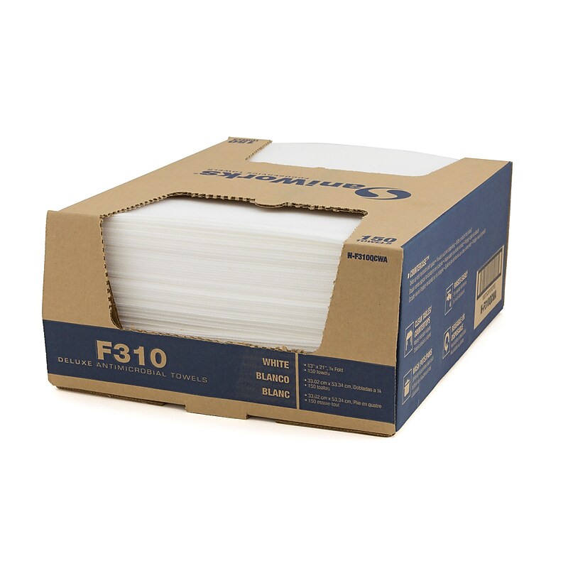 SaniWorks Nylon Cleaning Towels, White, 150 Towels/Pack (N-F310QCWA) image 1