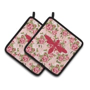 Caroline's Treasures Wasp Shabby Elegance Chic Roses Potholder (Set of 2); Pink by