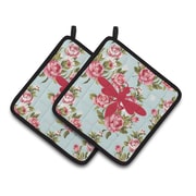 Caroline's Treasures Wasp Shabby Elegance Chic Roses Potholder (Set of 2); Pink/Blue by