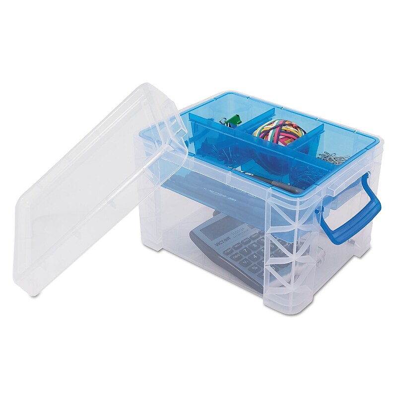 Advantus 10.56 Quart Storage Container, Plastic, Clear/Blue (37375ADV) image 1