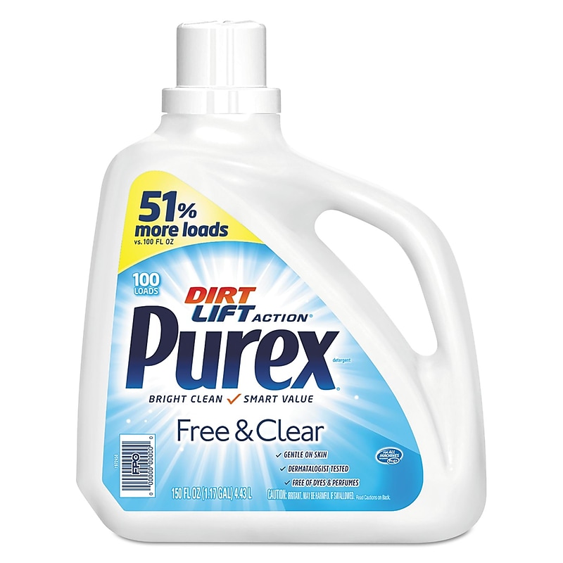 Purex Free & Clear HE Liquid Laundry Detergent, Unscented, 115 Loads, 150 oz. (DIA05020) image 1