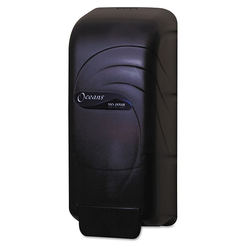 San Jamar Oceans Universal Liquid Soap Dispenser, Wall, 800 mL, Black Pearl (SAN S890TBK) image 1
