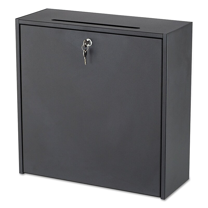 Safco Wall-Mountable Interoffice Mailbox with Lock, 18" x 7.25" x 18", Black (SAF4259BL) image 1