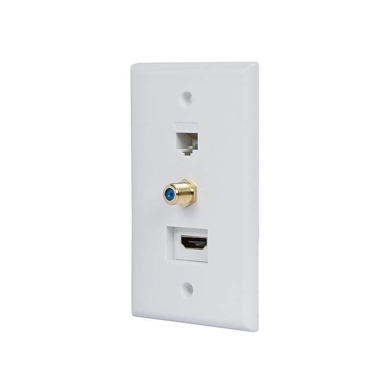 Monopriced Recessed HDMI F/F Adapter, RJ45 Cat5e & F/F Coaxial RF Coupler, White image 1