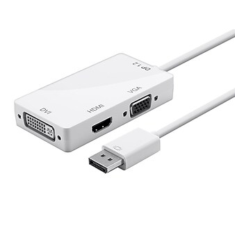 Monoprice DisplayPort 1.2a to 4K HDMI®, Dual Link DVI, and VGA Passive Adapter, White