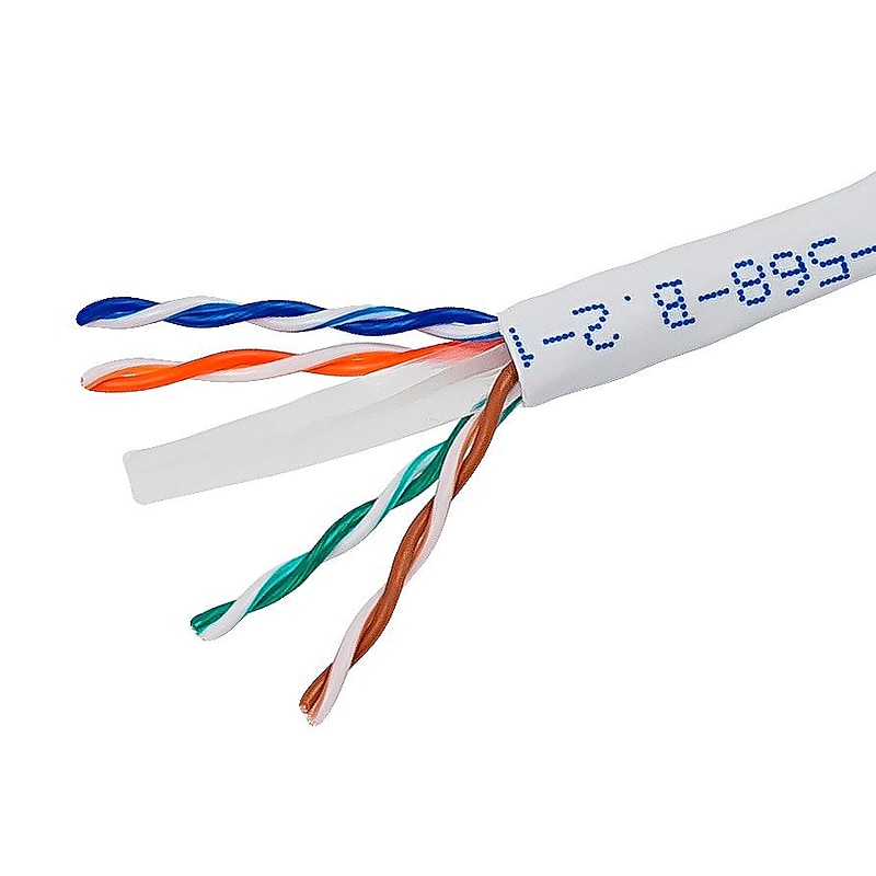 250FT Cat6 Bulk Bare Copper Ethernet Cable, UTP, Solid, Riser Rated (CMR), 500MHz, 23AWG - White image 1