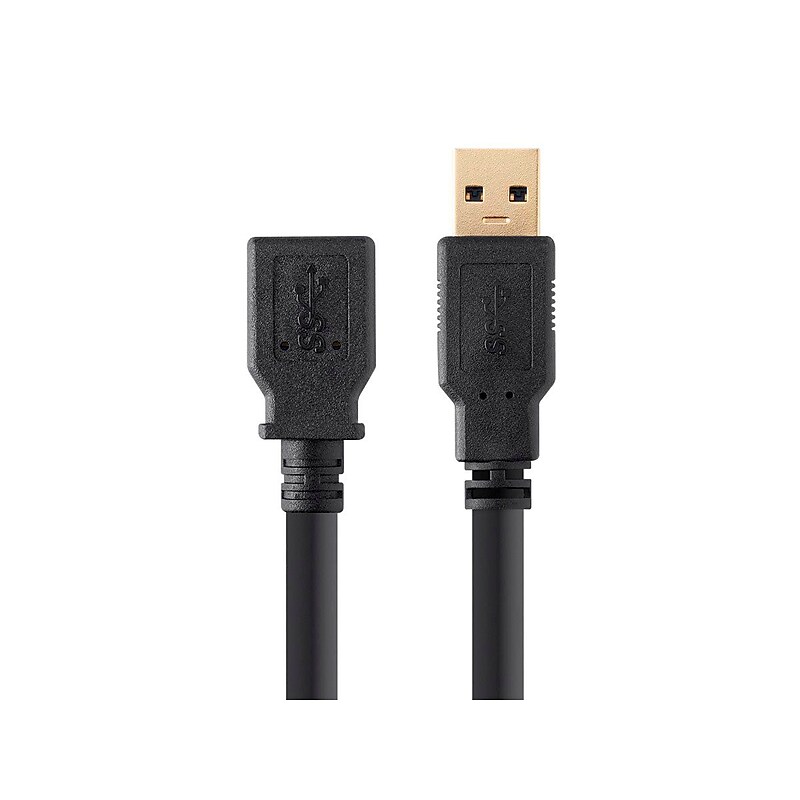 Monoprice 113751 6' USB 3.0 A to A Female Extension Cable, M/F, Black image 1